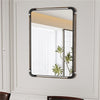 Rustic Metal Pipe Mirror Rectangular Decorative Wall Mirror with Attached Hanger