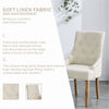 2x Fabric PU Leather Dining Chairs Button-Tufted Upholstered Wood Legs Armchairs