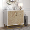 Wooden Sideboard Cabinet Cupboard 2 Doors 2 Shelves Buffet Storage w/Metal Legs