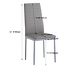 4pcs Grey Faux Leather Dining Chairs&White Marble Glass Dining Table Dining Set
