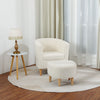 White Sherpa Accent Arm Chair Upholstered Single Sofa W/ Ottoman for Living Room