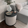 Round Sofa Side Tea Table & Linen Ottoman Footstool Under Desk Chair Living Room
