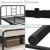 4ft6 Double Bed, Strong Metal-Framed Bed with Headboard, Black Iron Bed Frame