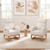 Nursery Rocking Chair Upholstered Chenille Rocker Armchair-Beige