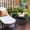 Rattan Wicker Umbrella Square Side Table Garden Coffee Table w/Umbrella Hole