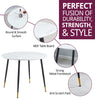 Dining Table, Small Round Kitchen Table with White Marble Effect Top, Metal Legs