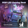 140cm Large Computer Gaming Desk PC Gamer Table Glaring Ambient RGB Light Adjust