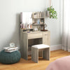 Dressing Table Vanity Desk with Mirror Stool Drawer Storage Makeup Table Wood