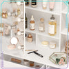 7 Drawers Large Vanity Makeup Desk with 10 LED Bulbs Mirror and Shelves White
