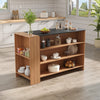 3 Tier Bar Table Cabinet Dining Table Kitchen Island 3 Storage Drawers Cupboard