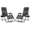 2PCS Adjustable Zero Gravity Chairs Outdoor Folding Patio Recliners w/ Headrest