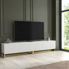 200cm Modular TV Unit | White Matt Fluted Doors | Gold Legs | Modern Cabinet