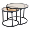 Nesting Teal Colour Glass Coffee Table Sofa Side Round Living Room Furniture Set