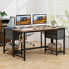 140 cm Writing Desk Modern Computer Workstation Home Office Desk with 2 Drawers