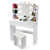 Dressing Table Set with LED Lights Vanity Makeup Desk Table with 2 Drawers UK
