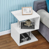 High Gloss Side End Table Storage Shelves Bedside Table 2 Tier White LED S-Shape