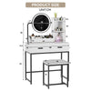 Vanity Dressing Table LED Light Mirror Stool Shelves Drawers Modern White Black