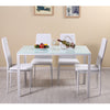 4 Seater Glass Dining Table and 4 Padded Chairs Set White Home Furniture New