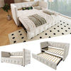 Daybed Velvet Sofabed 3ft Single Sofa Bed With Pull Out Trundle Guest Bed Beige