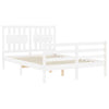 Gecheer Bed Frame with Headboard White 140x190 Solid Wood Bed Frame Q4Z9