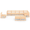 9 Piece Garden Lounge Set Solid Pinewood