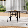 Garden Table Folding Mesh Chair Balcony Coffee Bistro Furniture w/ Umbrella Hole