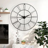 Large 80CM Skeleton Metal Roman Wall Clocks Big Numerals Giant Open Round Face