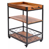 Industrial Drinks Trolley Kitchen Bar Shelves Storage Unit Wine Serving Cart UK