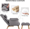 Lazy Single Sofa Couch 5 Adjustable Cotton Linen Fabric With Headreat+Ottman