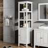 150cm White Tall Bathroom Cabinet Slim Storage Cabinet w/Single Door & 3 Shelves