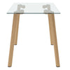 Rectangular Dinner Table Kitchen Dining Room Table Glass Top + Wood Effect Legs