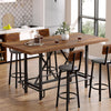 Rectangular Counter Height Dining Table with Metal Footrest for 6 People, Brown