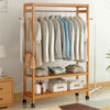Strong Wooden Clothes Rail Scarf Cart Hanging Garment Coat Rack Rolling Stand UK
