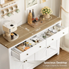 Sideboard Storage Cabinet White 2 Large Drawers 4 Doors Kitchen Living Room Unit