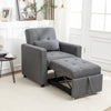 Convertible Sleeper Chair Linen Futon Sofa Bed Small Couch Adjustable Backrest