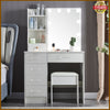 White Dressing Table Vanity Makeup Desk With Hollywood LED Mirror And 6 Drawers