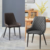2pcs Dining Chairs Faux Leather High Back Diamond Padded Seat Chair Restaurant