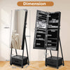 Standing Jewelry Armoire Mirror Jewelry Cabinet with Drawers-Black