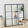 90cm Industrial Style Black Metal Window Style Square Wall Mirror Outdoor Decor