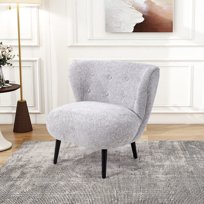 Modern Accent Armchair Single Sofa Soft Upholstered Chenille Bedroom Wooden Legs