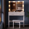 Dressing Table w/ Large Mirror & Stool,Vanity Table with Adjustable Brightnes UK