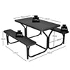 3 Piece Picnic Table Bench Set Outdoor Camping Picnic Tables Black