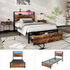 Metal Bed Frame with Outlets, LED Strip, 3ft Single Platform Bed with Storage