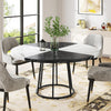 Round Dining Table for 4-6 people, 120cm Kitchen Table with Faux Marble Veneer