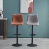 2pcs Bar Stools Faux Suede Padded Seat Stools Black Metal Matte Base Barstools