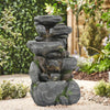 Solar Water Feature LED Light Outdoor Garden Fountain Cascading Waterfall Statue