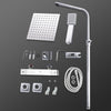 Bathroom Thermostatic Mixer Shower Set - Dual Square Head Exposed Chrome