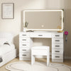 Dressing Table and Stool set 11 Drawer Makeup Table with Glass Top Vanity Desk