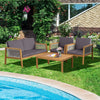 4Pcs Rattan Patio Garden Furniture Table Chairs Set Outdoor Furniture w/Cushions