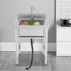 Stainless Steel Kitchen Freestanding Sink Laundry Basin w/ 360° Rotatable Faucet